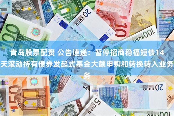 青岛股票配资 公告速递：暂停招商稳福短债14天滚动持有债券发起式基金大额申购和转换转入业务