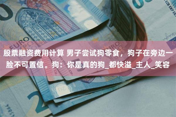 股票融资费用计算 男子尝试狗零食，狗子在旁边一脸不可置信。狗：你是真的狗_都快溢_主人_笑容